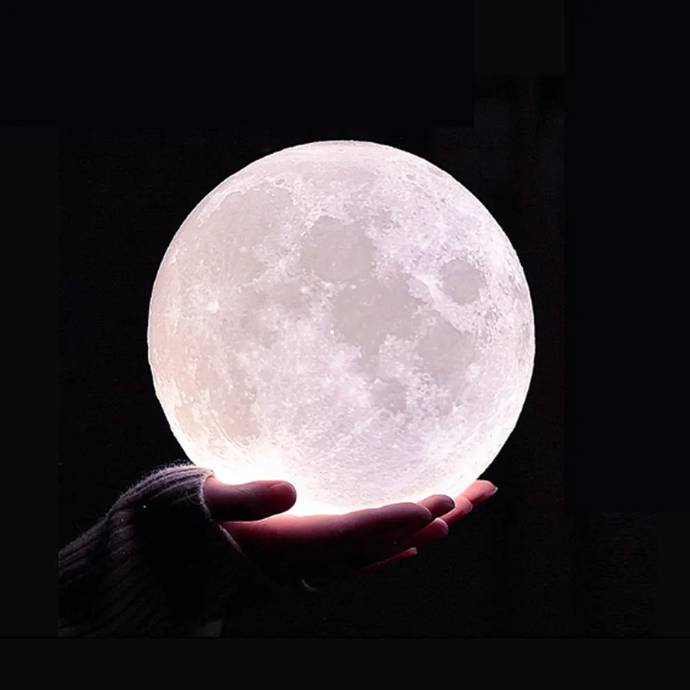 

Vacamm LED Table Lamp 3D Magical Moon 2 Color Change Touch Switch/Rechargeable Bedroom Bookcase Home Decoration Creative Gift