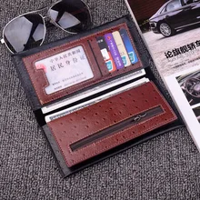 2019 Men's Fashion Wallets Vintage Look Long Wallet PU Leather Wallet Bifold Male Purse Card Case Men Cash Holder