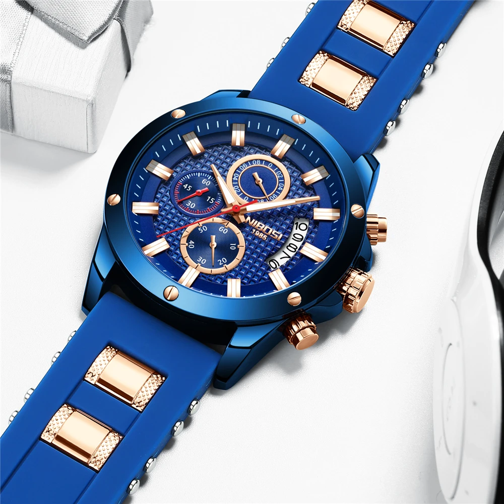 Часы мужские NIBOSI Relogio Masculino мужские часы Топ бренд класса люкс уникальные спортивные часы мужские кварцевые часы водонепроницаемые силиконовые часы Montre Homme
