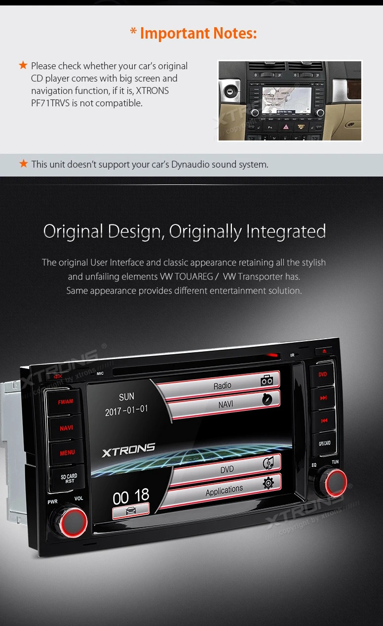 Excellent 7" Special Car DVD for Transporter 2004-2011 with Volkswagen Original User Interface/Appearance & Android Mirror Link Support 3