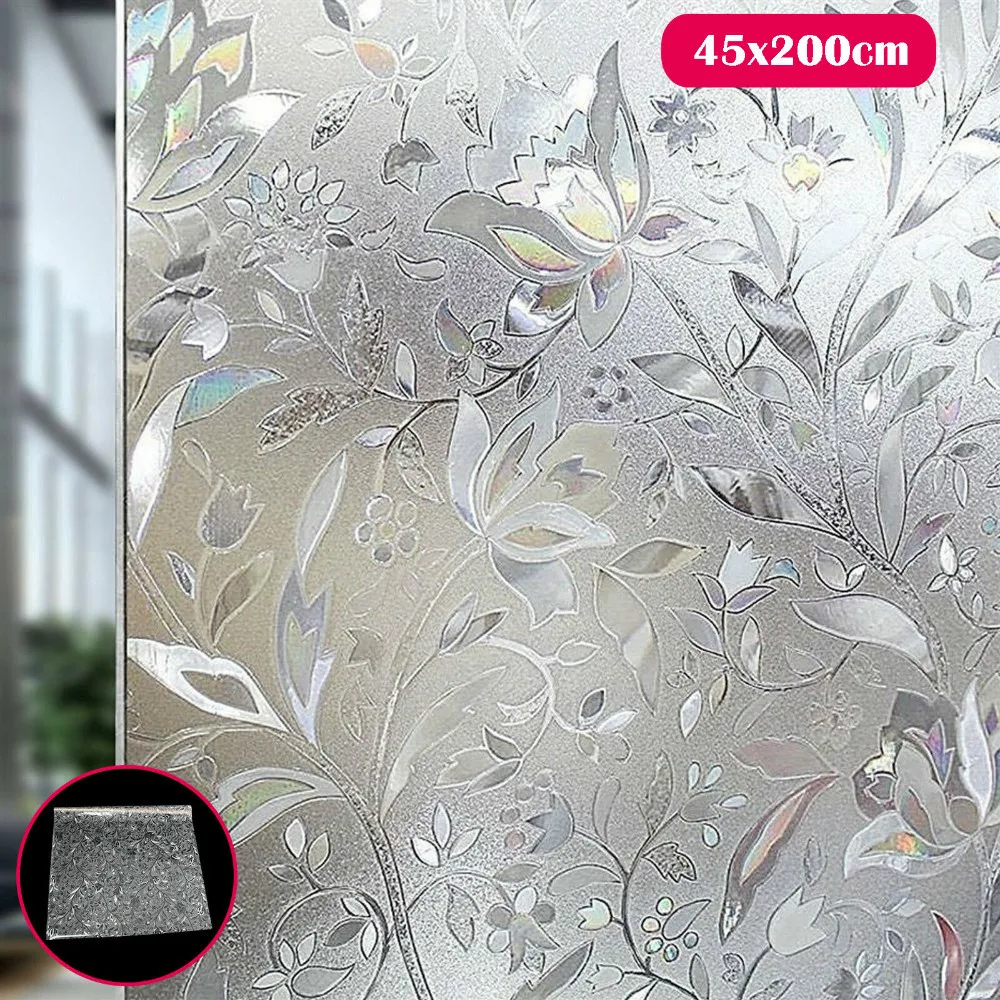 3D Reflective Decorative Window Film No-Glue Static Stickers Etched Glass Frosted Vinyl Privacy Window Film Home Decoration