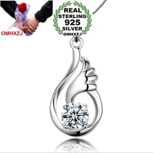 OMHXZJ Геометрические женские натуральные Аметистовые Крылья Ангела kpop 925 серебряные подвески-шармы PE46 без цепи ожерелье