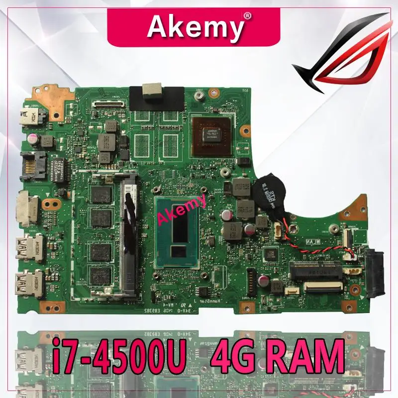 Akemy S451LN материнской платы ноутбука 4G Оперативная память i7-4500U для ASUS S451 S451L V451 V451L S451LN S451LB Тесты материнская плата S451LN материнская плата