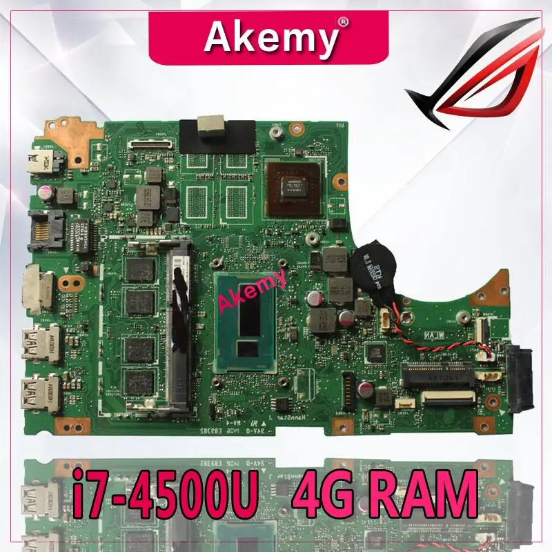 Akemy S451LN Материнская плата ноутбука 4G Оперативная память i7-4500U для ASUS S451 S451L V451 V451L S451LN S451LB Тесты плата S451LN материнская плата