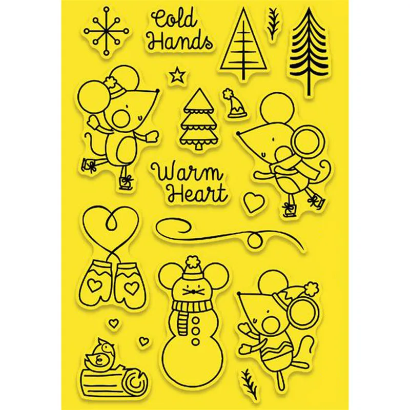 

YaMinSanNiO Cute Mouse Tree Metal Cutting Dies and Clear Stamps for Scrapbooking New Die Cuts for Card Making Craft Stitch