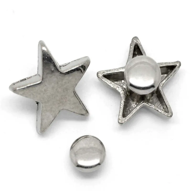 

DoreenBeads Zinc Alloy Garment Rivets Star Silver Color Bag Hats Shoes Decorations Craft DIY Sewing Tools 16*15mm 7*3mm 30Sets