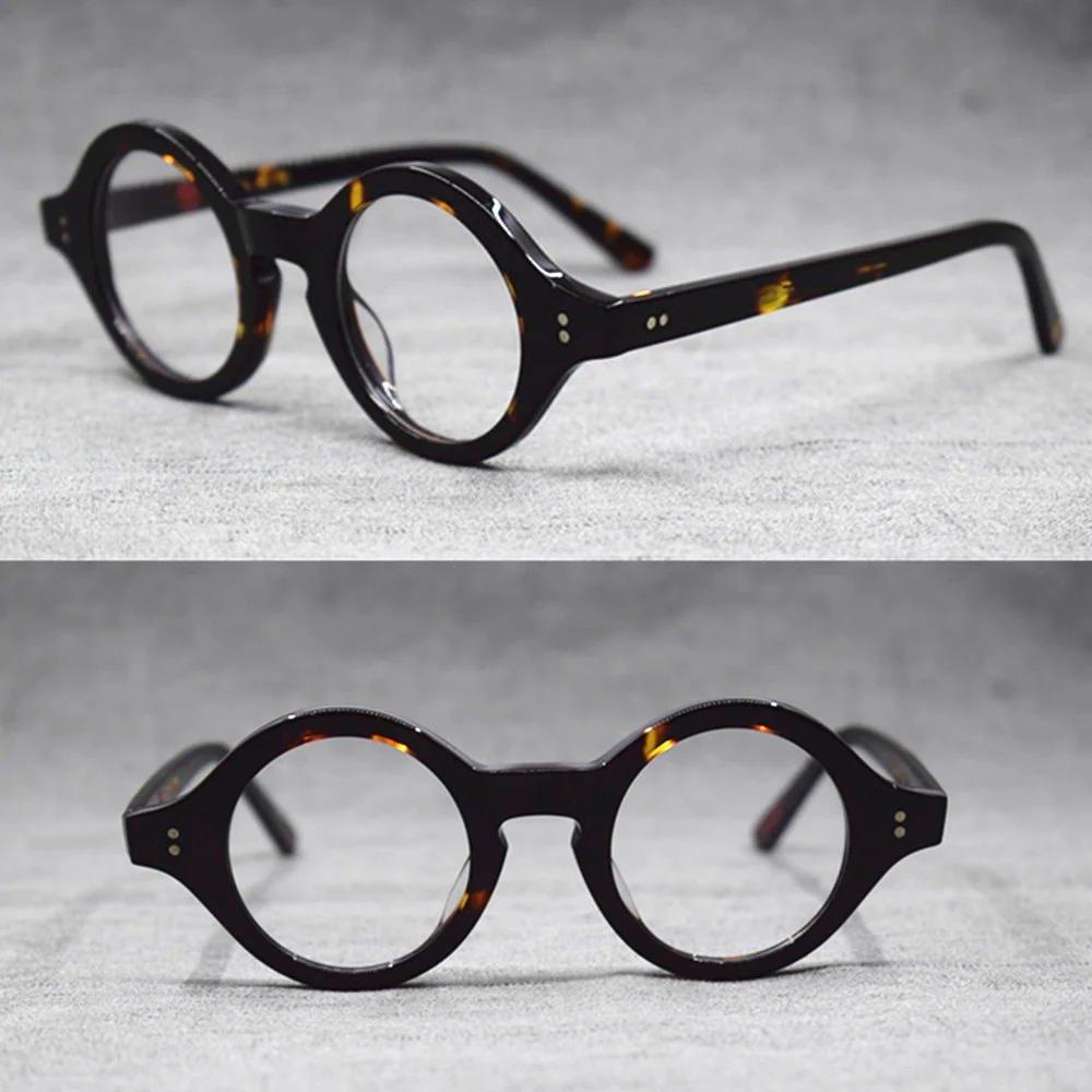 Vintage Hand Made Small 38mm Round Full Rim Reading Glasses Acetate +25 ...