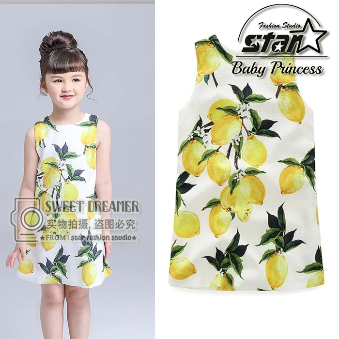 

Girl Dress Lemon Tree Kids Clothes Flower Girl DressesFor Party Wedding Summer Princess Dress Fashion Children Clothes