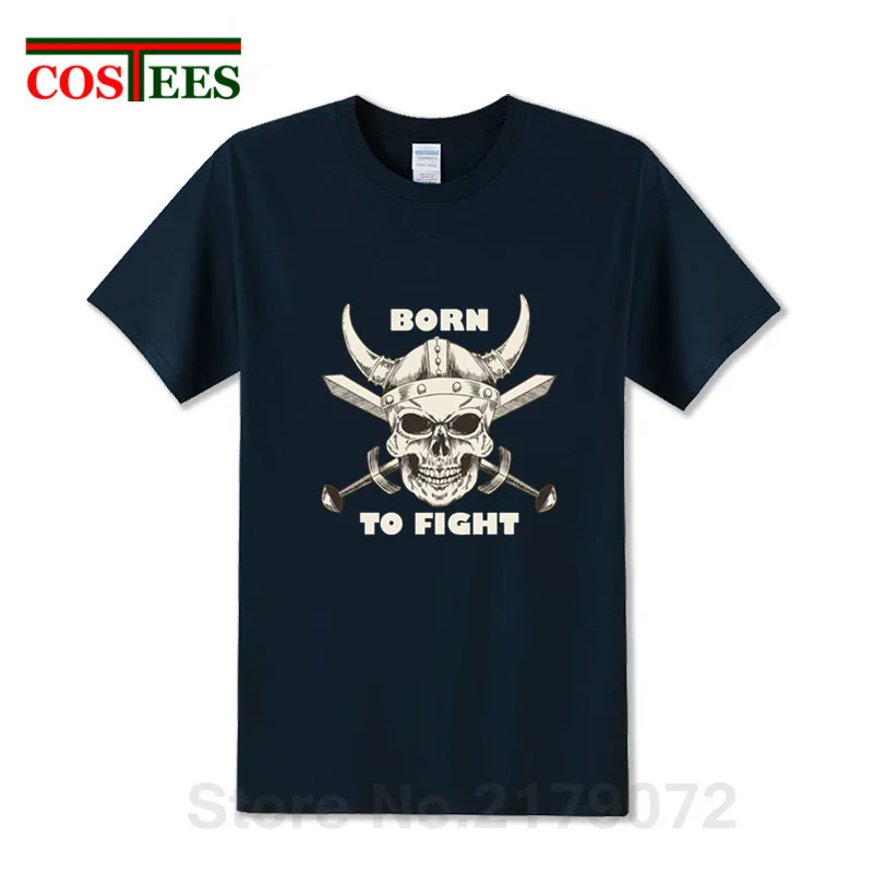 2019 череп дизайн Vestido Viking Born to Fight футболка Для мужчин Викинги воин Берсерк и
