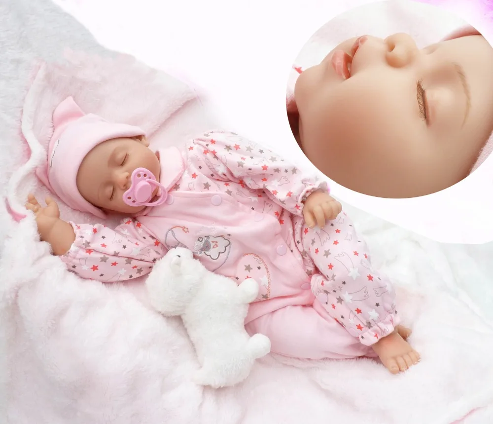 

Pursue 20"/50 cm Sleeping Reborn Baby Hair Painted Soft Cloth Body Silicone Limbs sleep Accompany With Child Gifts For Girl Boy