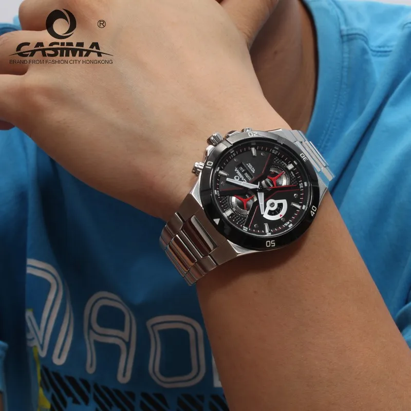 Новые роскошные Брендовые Часы мужские модные повседневные многофункциональные спортивные мужские кварцевые наручные часы водонепроницаемые 100 м CASIMA#8204