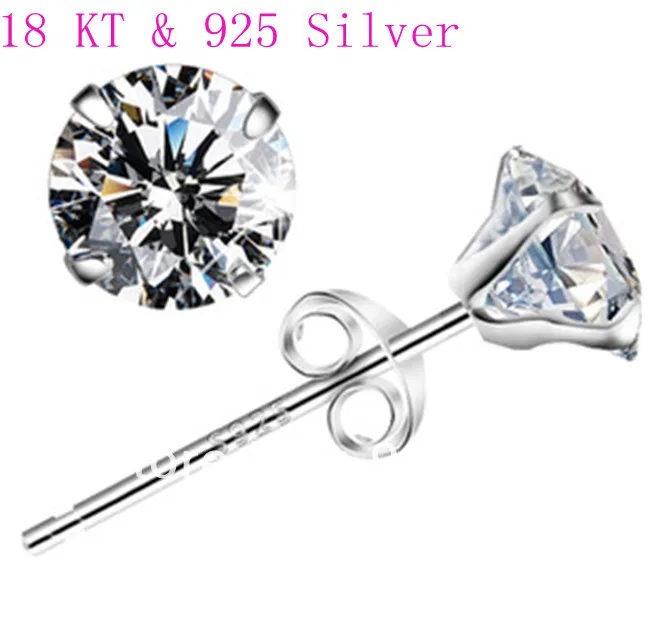 

OMH wholesale fashion jewelry round white AAA crystal 925 silver stud earrings EH656