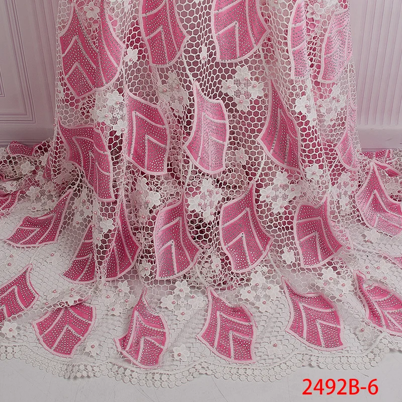 

New Arrival Guangzhou Cheap Nigerian African Guipure Embroidery Lace Fabric QF2492B-6