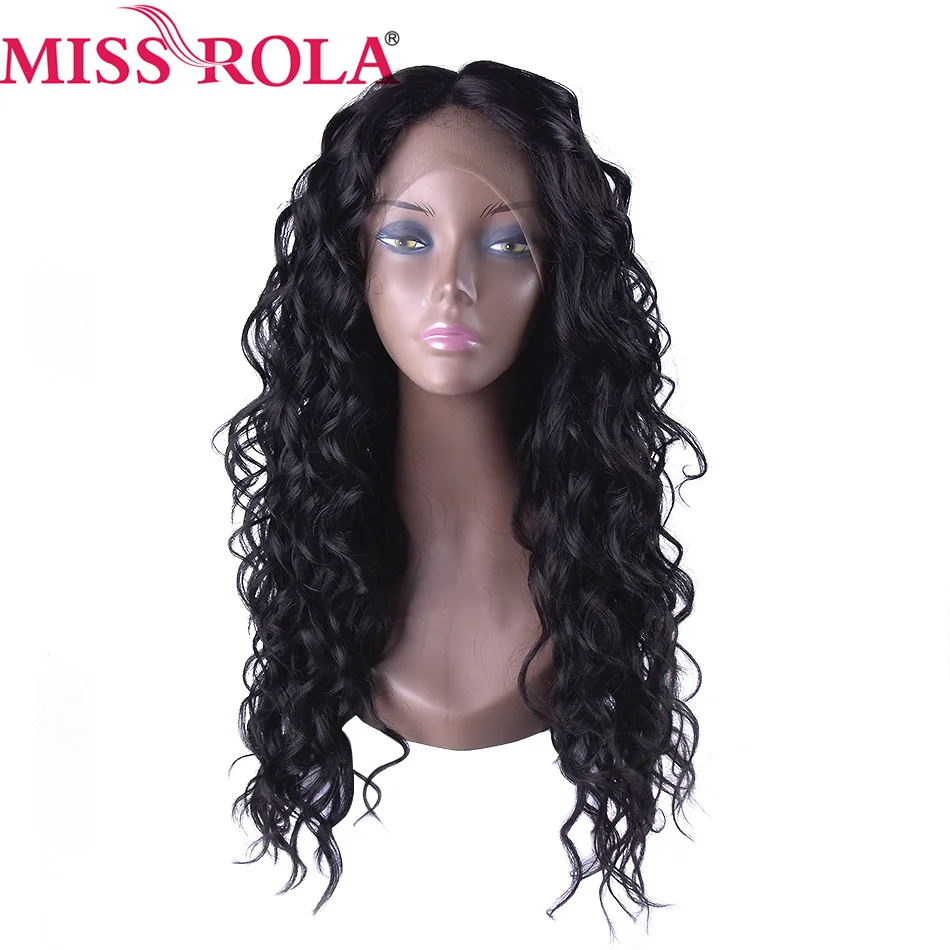 

Miss Rola Long Wigs 10-20 inches Kanekalon High Temperature Fiber Women Synthetic Swiss Lace Hair Wigs 1B# Curly Wigs 1Pc/Pack