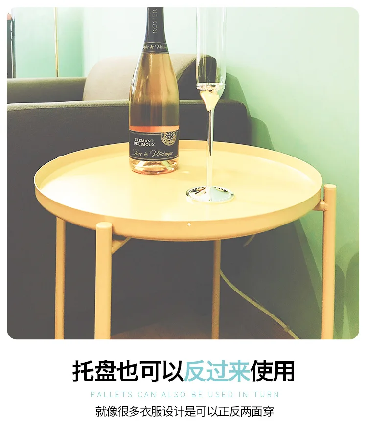 B, Iron art table Modern desk Coffee table Desktop dual use Metal Macaron Living Room Furniture 44*52cm