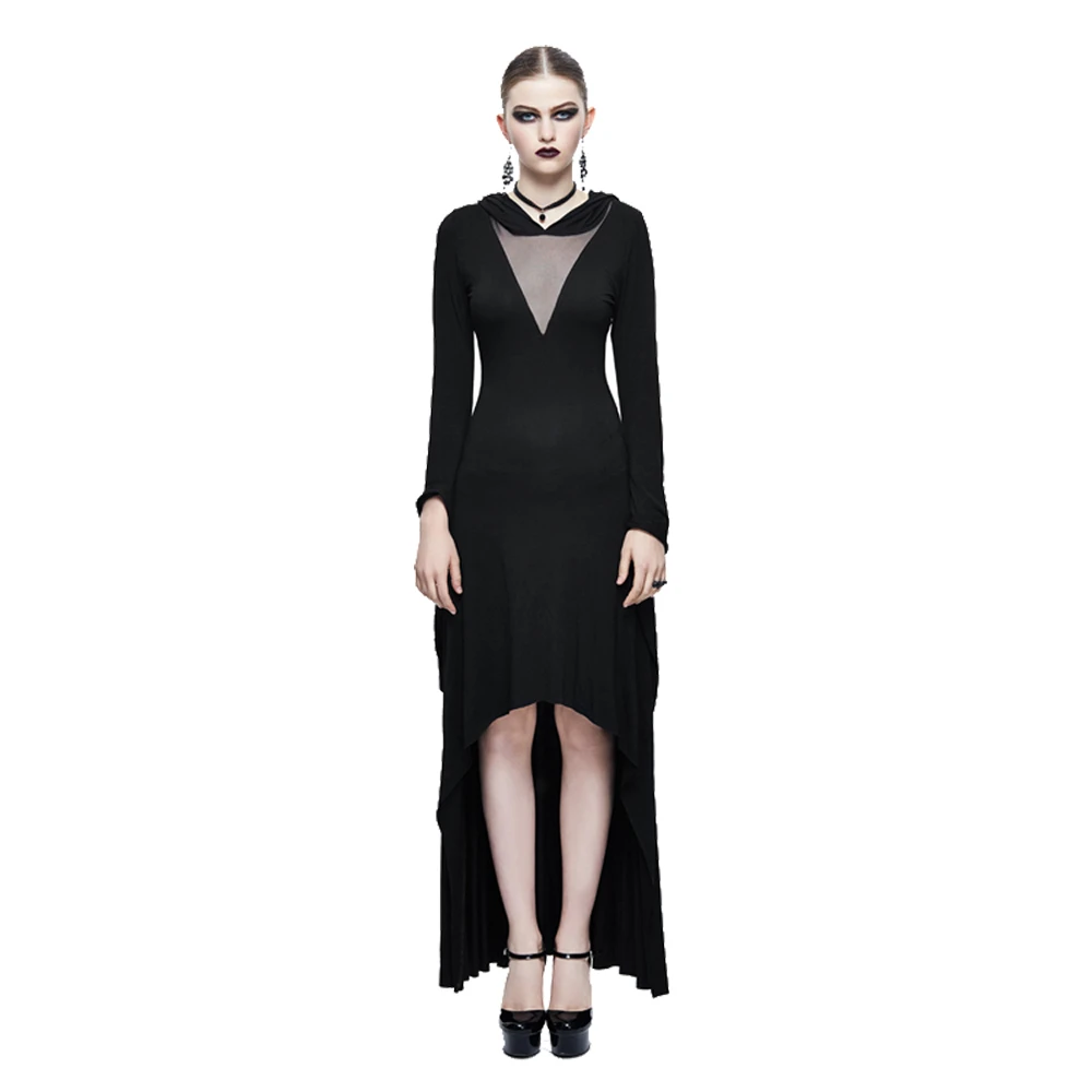 vestido transparente preto longo
