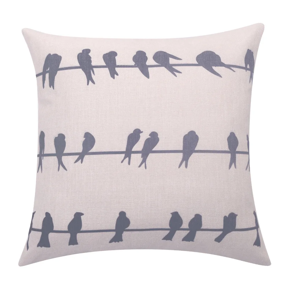 Spring Bird Cushion Cover Birds on Wire Decorative Pillow Cases Print
