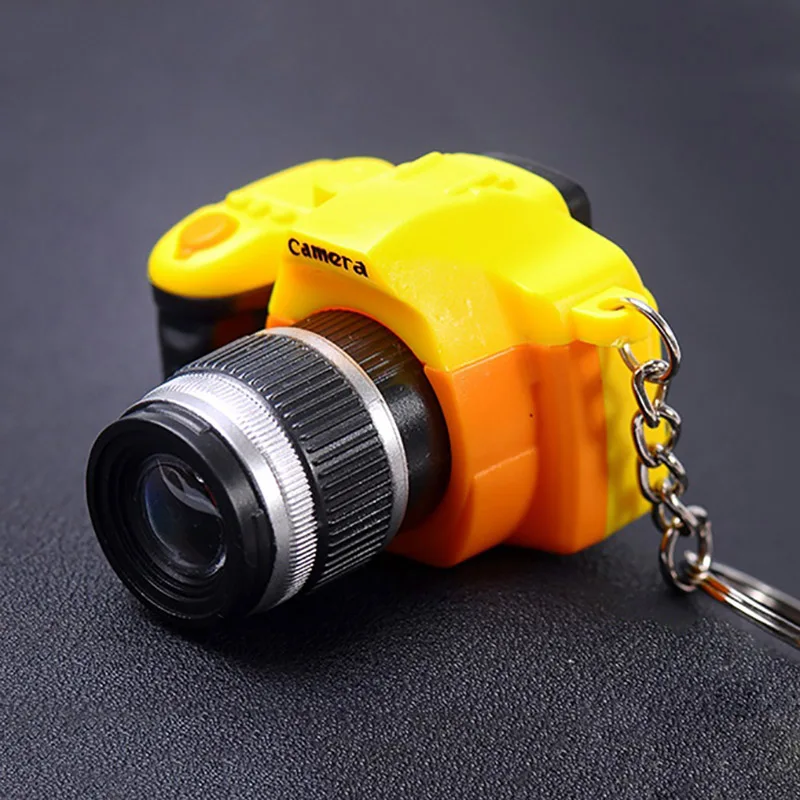Светодиодный брелок со светящимся звуком, сумка для ключей, аксессуары, пластиковая игрушка, камера, автомобильный брелок для ключей, Детская цифровая зеркальная камера, игрушка - Цвет: Цвет: желтый