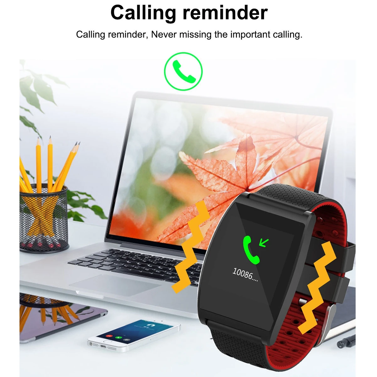 1.3 Inch Bluetooth Smart Watch Wristband Heart Rate Blood Pressure Oxygen Monitor Bracelet Message Call Reminder Sleep Monitor
