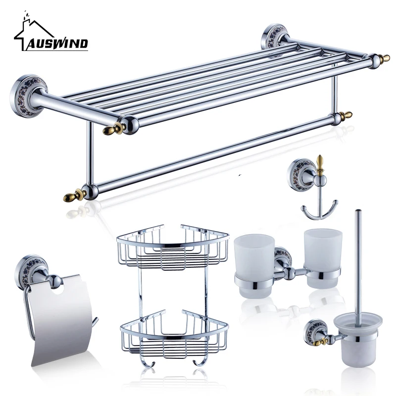 Juego de accesorios de baño de cerámica con acabado cromado, juego de accesorios de baño antiguos, Metal de aleación de Zinc y cerámica