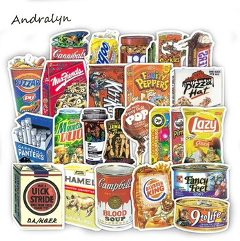 

37Pcs/Lot Funny Snacks And Drinks Graffiti Stickers For Laptop Car Pad Luggage Phone Bicycle Decal Toy Stickers