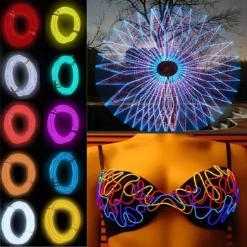 

ICOCO 2017 Newest Multicolor Flexible 3M EL Wire Rope Tube Neon Cold LED Light Party Dance Car Decor With 2AA Battery Inverter