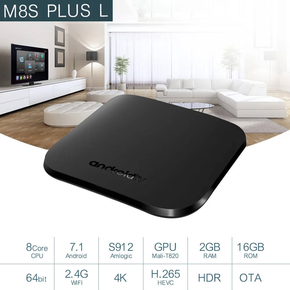 Умная ТВ приставка MECOOL M8S PLUS L Android 7 1 Восьмиядерный процессор S912 2 ГБ/16 ГБ UHD 4K Wi Fi