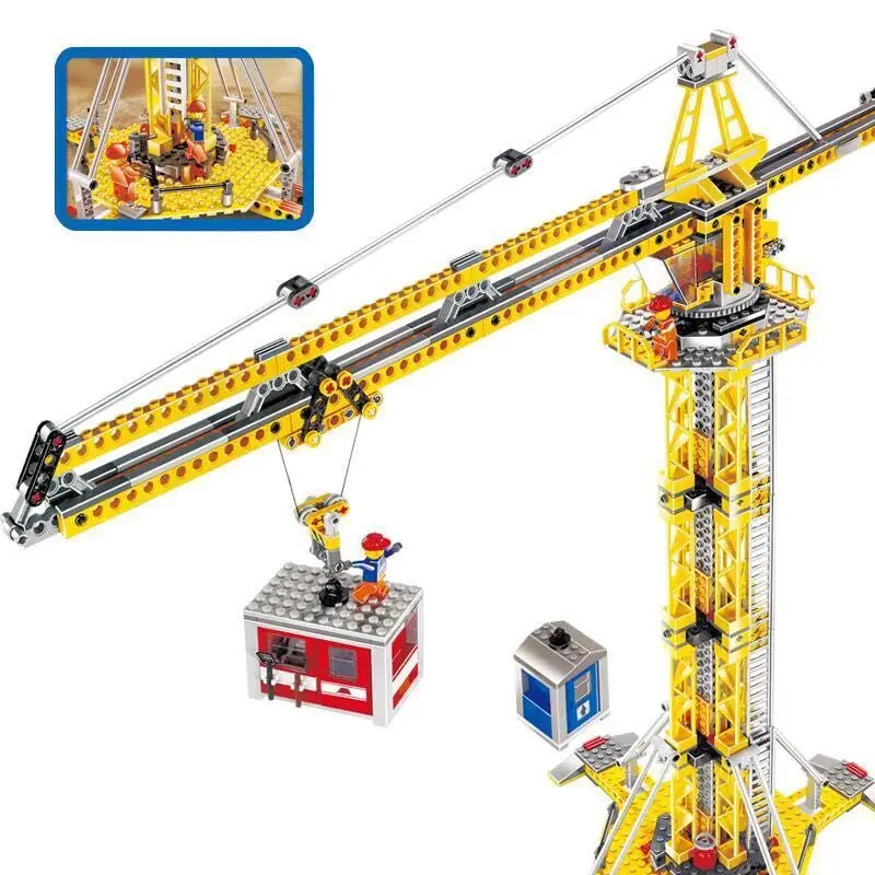 

02069 LEPIN 778Pcs Genuine City Building Crane Model Building Blocks Compatible 7905 Enlighten Action Figure Toys For Children