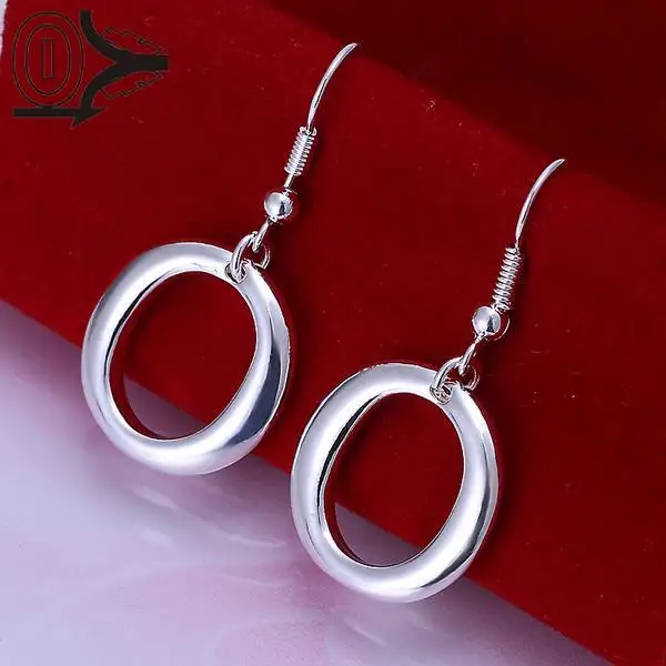 

Free Shipping!!Wholesale Silver Plated Earring,Wedding Jewelry Accessories,Hanging O Circles Fashion Silver Earrings For Lady