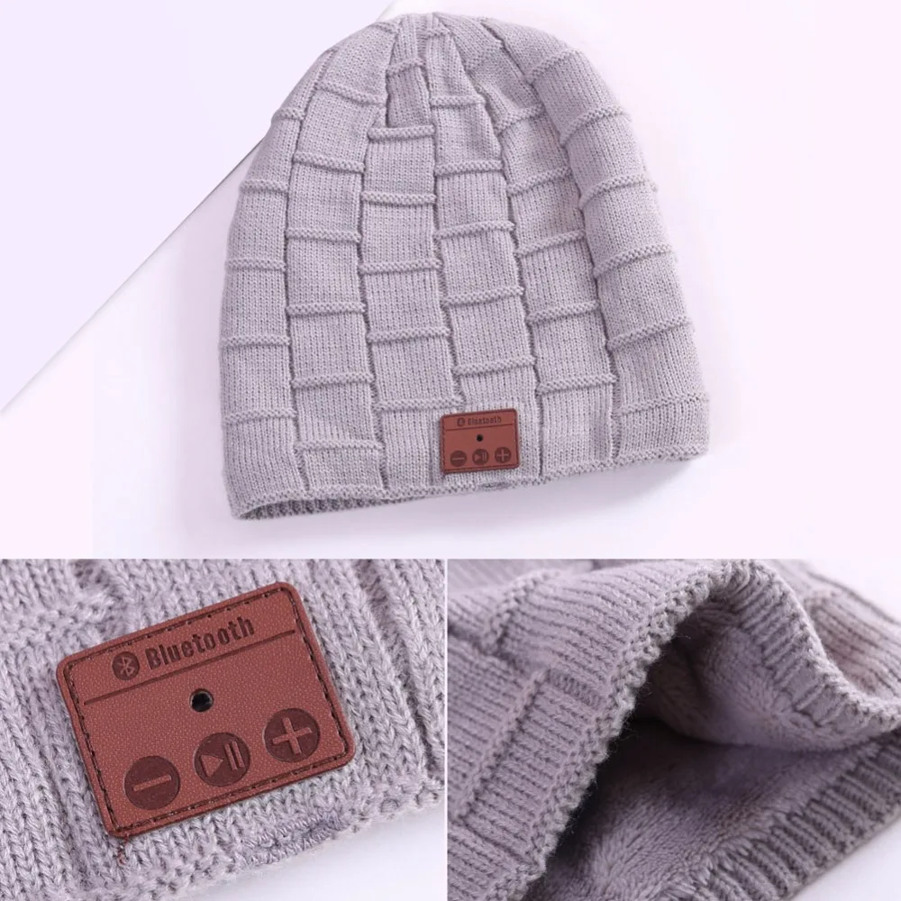 High Quality Fashion Winter Knitted Plus Velvet Wireless Bluetooth Hat Headset Hands free Bluetooth Music Hat for Xiami iPhone x