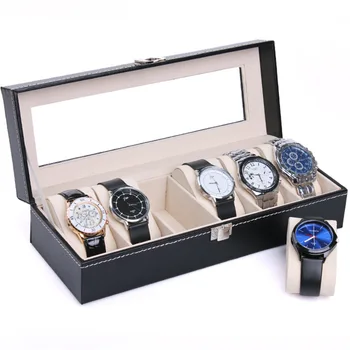 

Transparent Glass 6 Grids Watch Bracelet Box Display Jewelry Storage Case With Lock Organizer Jewelry Collection Casket Display