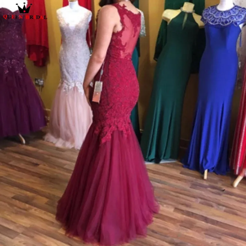 Custom Made Wine Red Mermaid V-neck Tulle Lace Beading Appliques Sexy Vintage Evening Dresses 2019 Party Gowns Dress ER15 Custom Made Wine Red Mermaid V-neck Tulle Lace Beading Appliques Sexy Vintage Evening Dresses 2019 Party Gowns Dress ER15