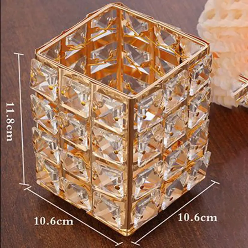 Кристалл макияж кисточки хранения ведро карандаш для бровей гребень отделка квадратная коробка знак держатель ручки