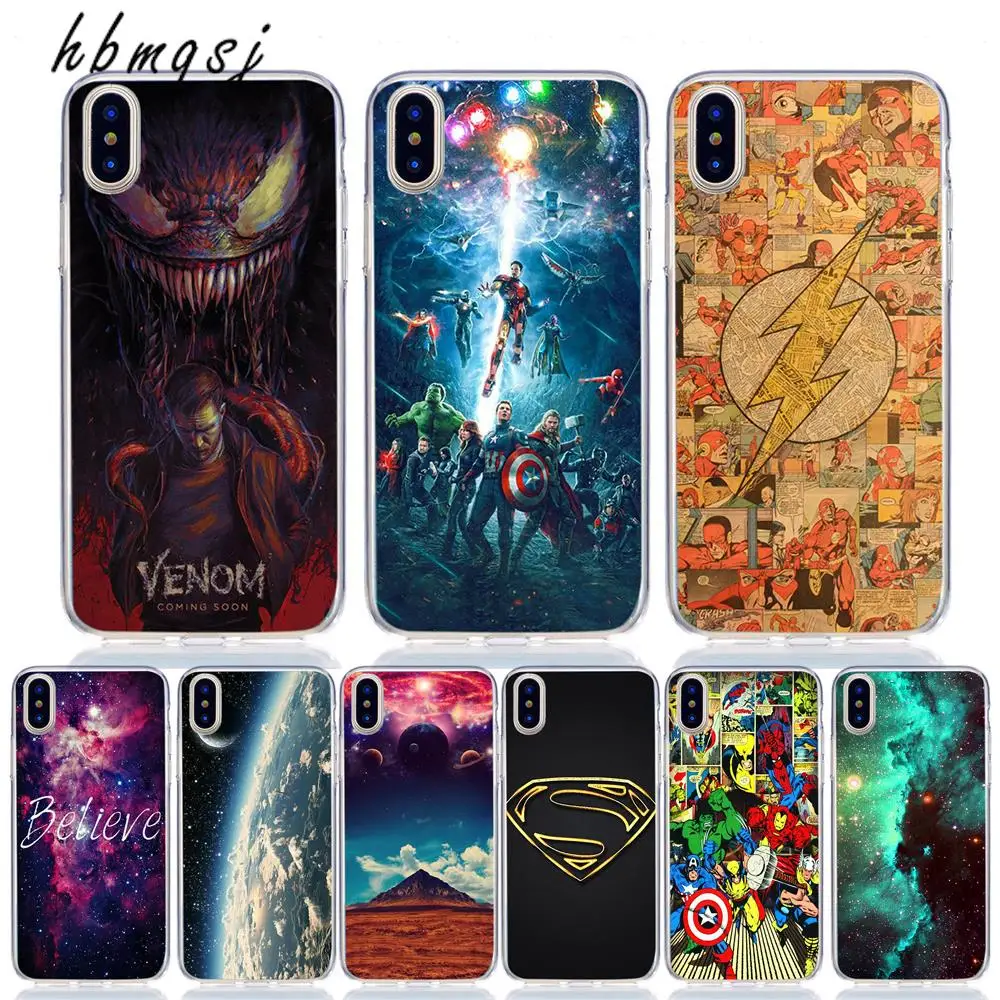 Чехол для iPhone X xs max xr 6 6s 7 8 plus funda venom Мстители мультяшный персонаж силиконовый