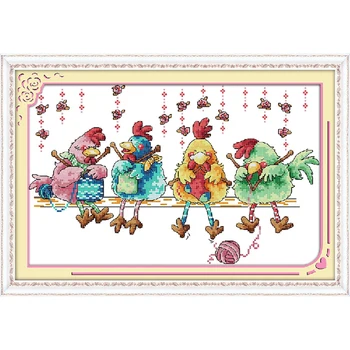 

The chicken knitting a sweater Counted Cross Stitch 11CT 14CT Cross Stitch Wholesale Cross Stitch Kits Embroidery Needlework new