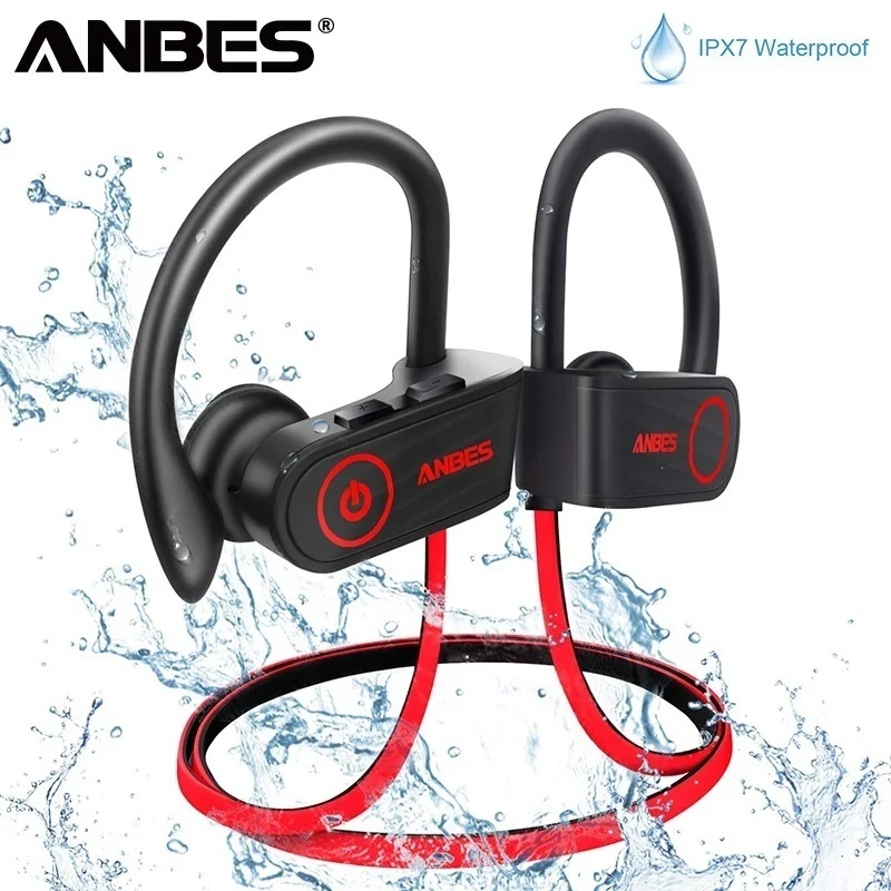 

ANBES IPX7 Waterproof Bluetooth 4.1 Headphones Noise Cancelling Earphone HiFi Stereo Wireless Sports Headset Earbuds auriculares