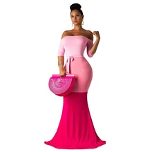 Adogirl Color Patchwork Mermaid Evening Party Dress Elegant Women Half Sleeve Off Shoulder Bodycon Maxi Dress Robe Long Vestidos Adogirl Color Patchwork Mermaid Evening Party Dress Elegant Women Half Sleeve Off Shoulder Bodycon Maxi Dress Robe Long Vestidos