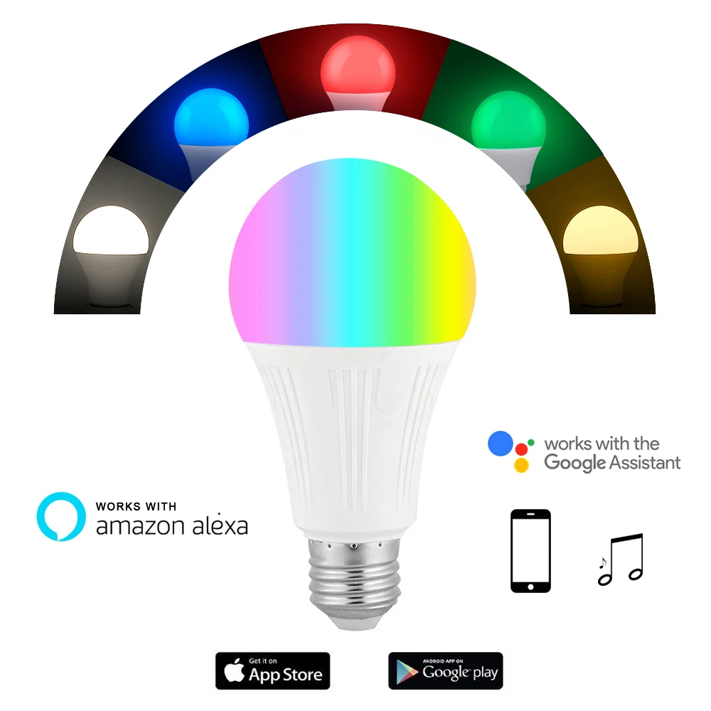 E27 B22 Smart WIFI Bulb RGB RGBW Dimmable LED Bulb Light Bulb Works