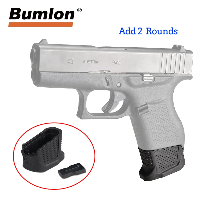 

Glock 43 Enhanced Magazine Base Plate Plus Extension for 9mm 6rd pistol +2-Round G43 Extended Handgun Gun Accessory HT37-0085