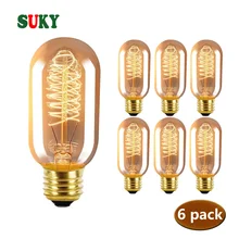 Эдисон лампы Ретро T45 в винтажном стиле ncandescent лампы 110 В 220 Праздничные огни 40 Вт для домашнего декора