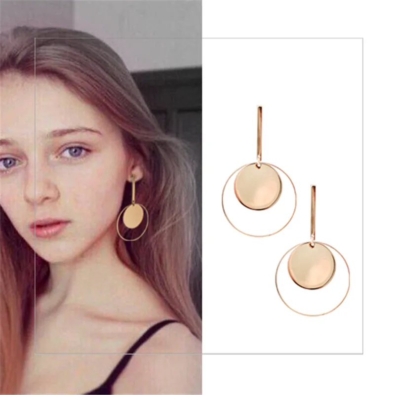 

Metal circular big earrings female temperament Circular circle flake Earrings female Exaggerated punk earrings for women jewelry