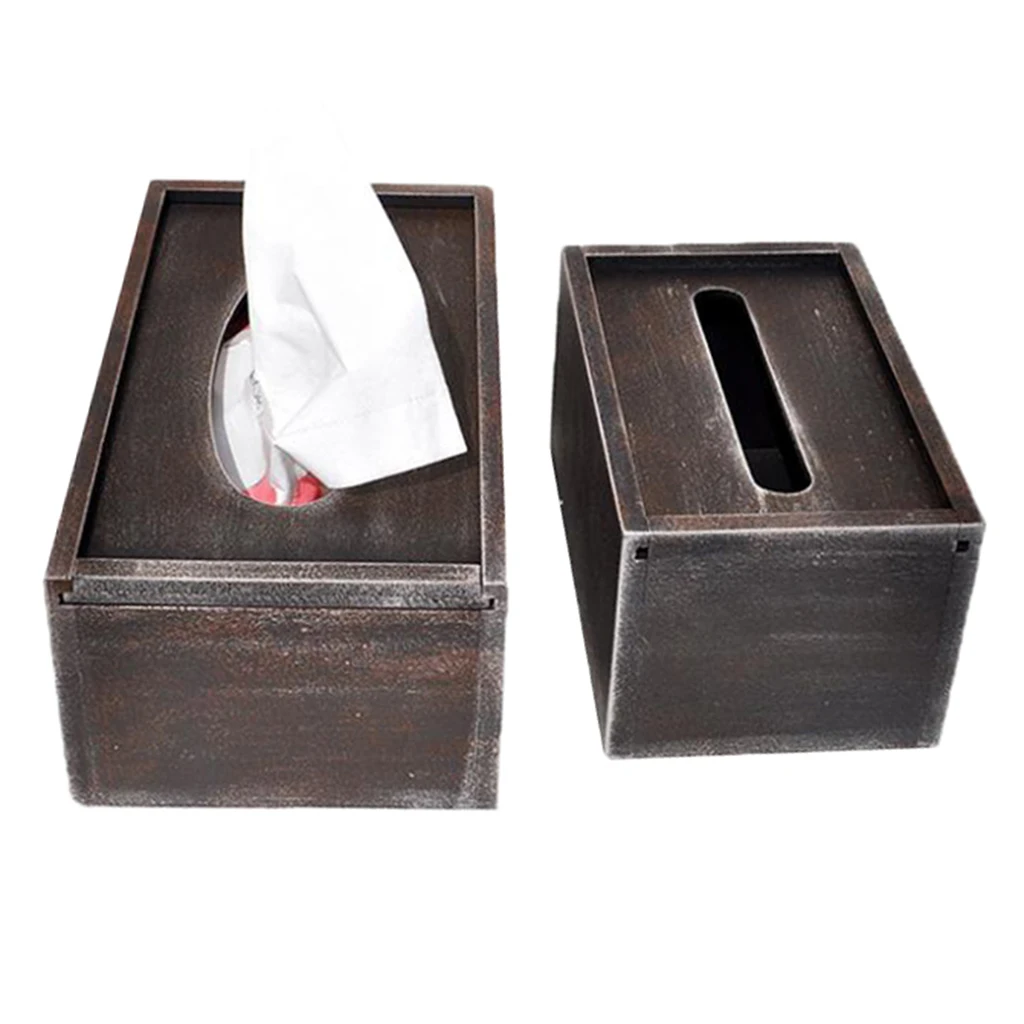 Vintage Style Wood Tissue Box Cover Tissue Paper Dispenser Home Office Decor