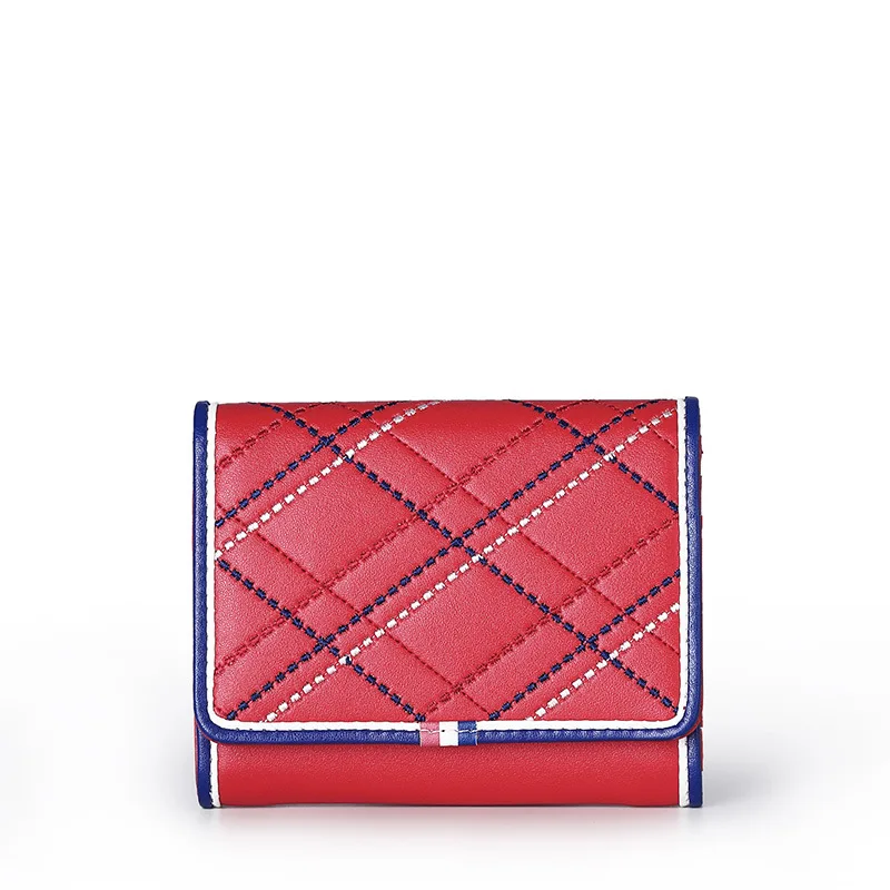 Женский короткий кошелек из искусственной кожи, модный дизайнерский маленький держатель для карт, Женский кошелек на застежке для монет, Студенческая дамская сумочка - Цвет: Red