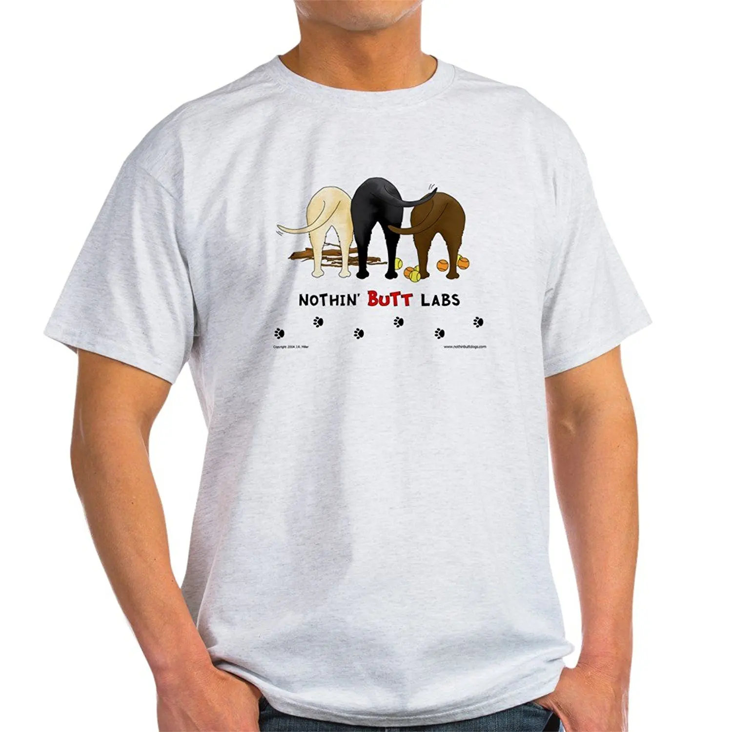 

Labrador Butts With Sticks/Balls Grey T-Shirt - 100% Cotton T-Shirt