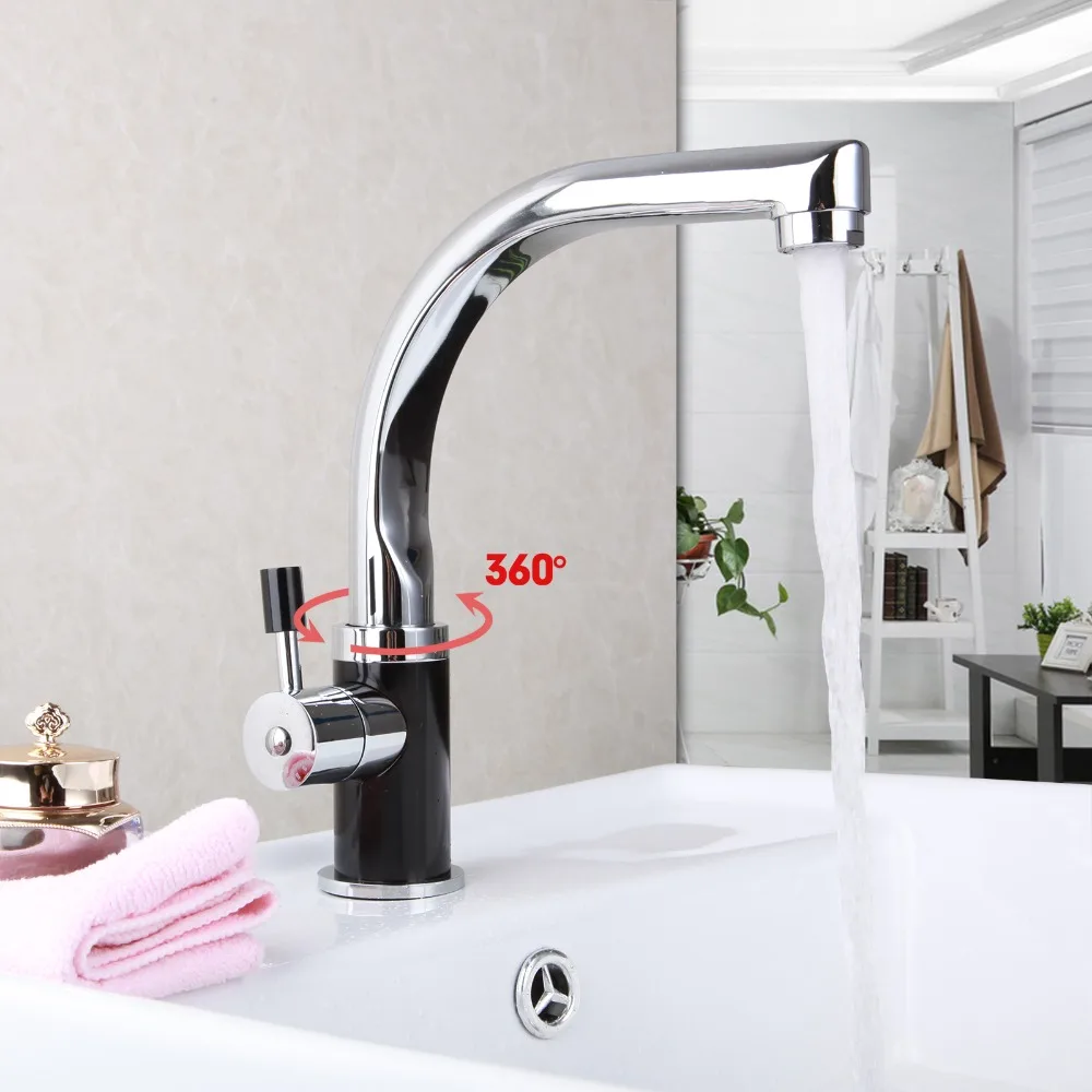 Новый бренд Chrom/серый/черный Torneira Cozinha поворотный 360 с одной ручкой L18 на бортике