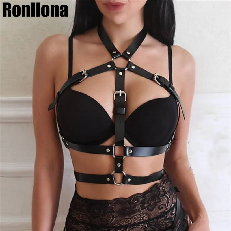 

Edgy Leather Bondage Restraints Lingerie Sexy Hot Erotic Porno Crop Top Garters Belts For Women Femdom Bdsm Fetish Gothic Rave