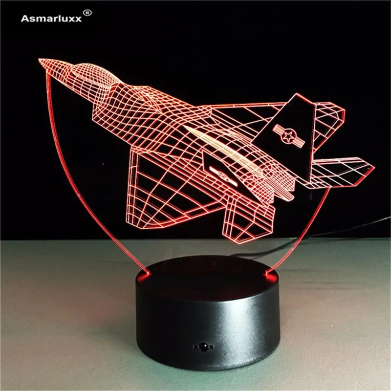 

Aircraft 3D Night Lights War Plane Fighter Table lamp Multi Colors Military Jet Plane with USB Power Decor Gift For Army Fan