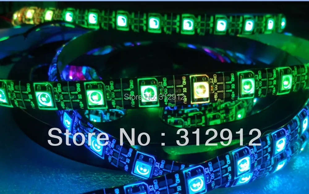 4 м DC5V IP65 WS2812B светодиодная цифровая полоса 60 шт. WS2812B/m с пикселей 57 6 Вт Черная