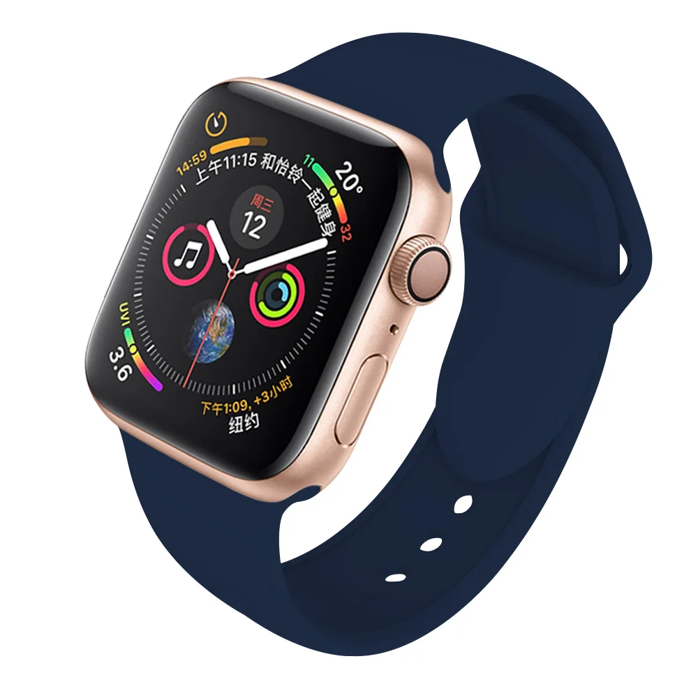 Ремешок SCELTECH для apple watch band 4 3 Iwatch band 38 мм 42 мм для apple watch ремешок 44 мм 40 мм спортивный силиконовый браслет ремешок для часов - Цвет: Midnight Blue