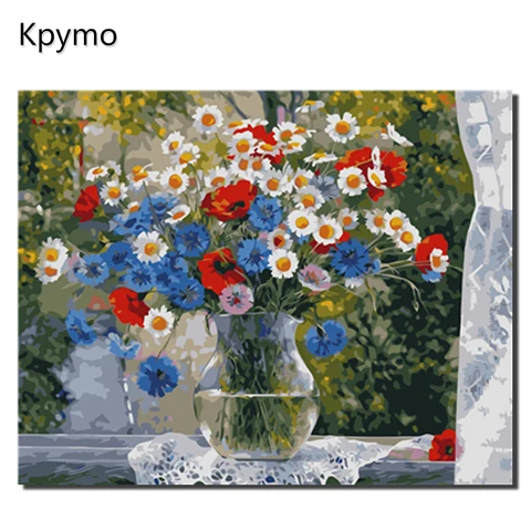 Kpymo DIY картина маслом в рамке по номерам цветы картины холст живопись для гостиной стены Искусство домашний декор VA-0302 - Цвет: VA-0282